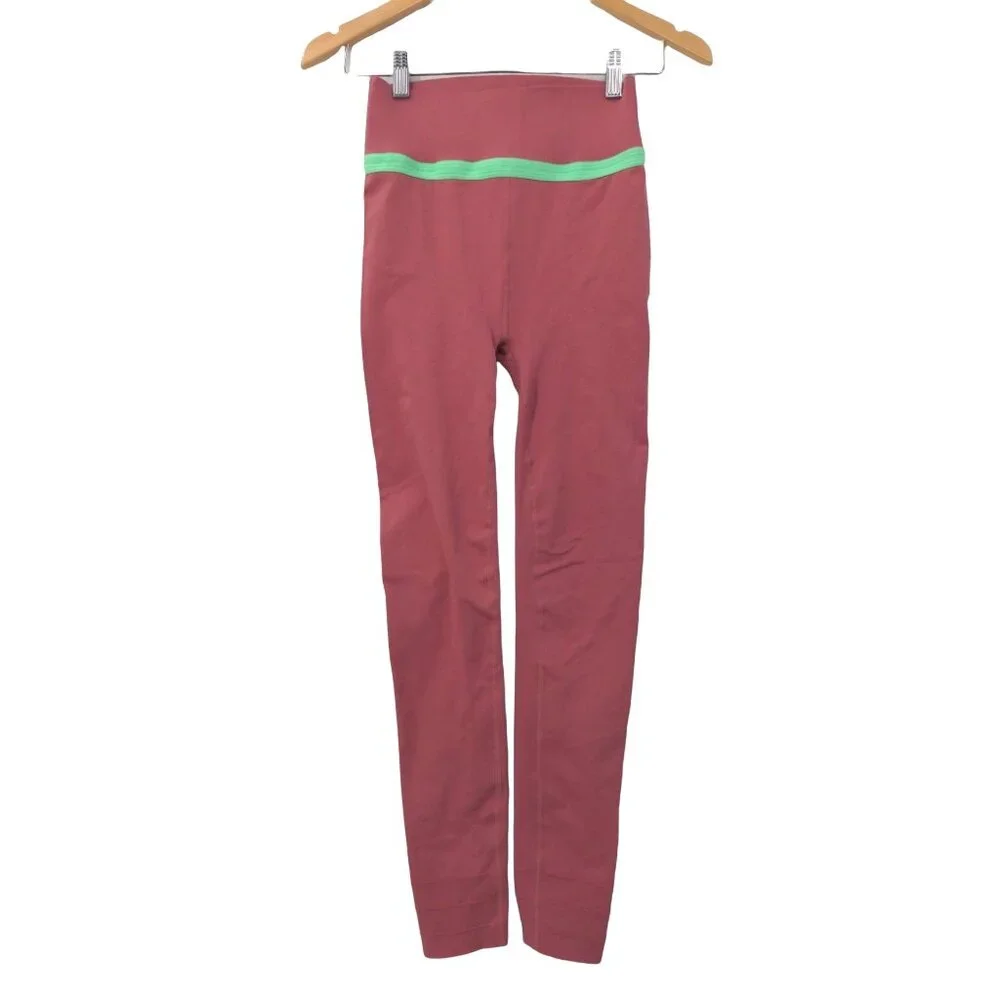 Fabletics Sculptknit‎ Leggings Womens M Pink Green High Waist Cut Out Athletic